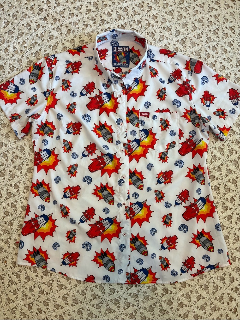 Dixxon Flannel Co. Women Bombs Away Party Button Down Short Sleeve Shirt Size XL